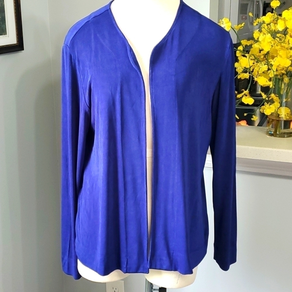 CHICO'S TRAVELERS,  open royal blue sweater. Size medium. Long sleeves.‎